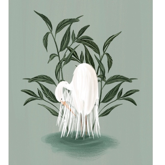 11x14" Chinoiserie Heron Print - Picture 1 of 2